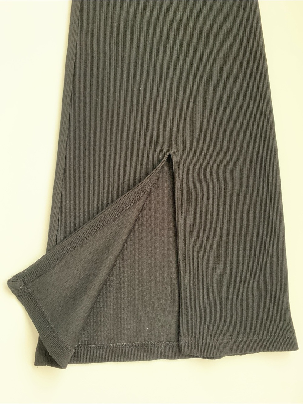 Elodie Black Rib Flare Women Pants with Front Slits Size XL - Picture 8 of 11